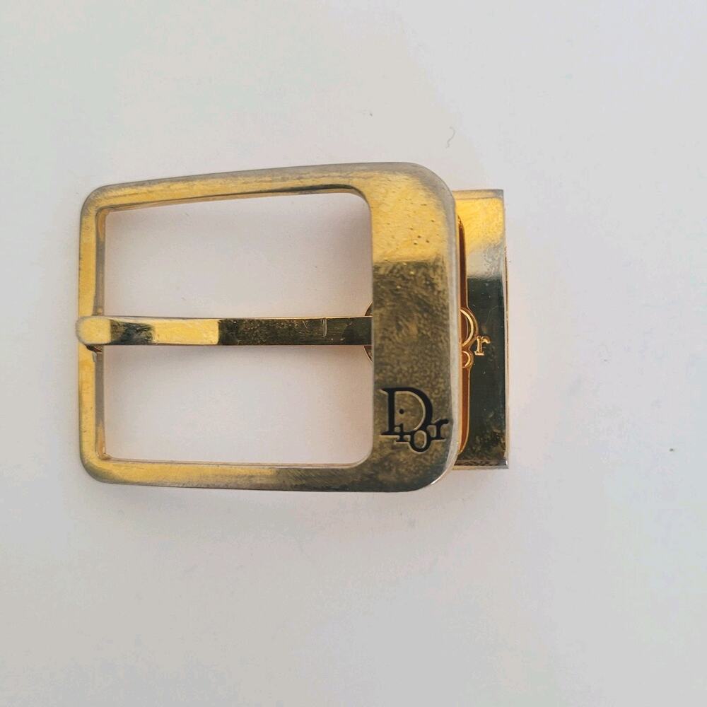 Christian Dior‎ Gold Metal Belt Buckle Replacement Logo Slim Vintage Retro